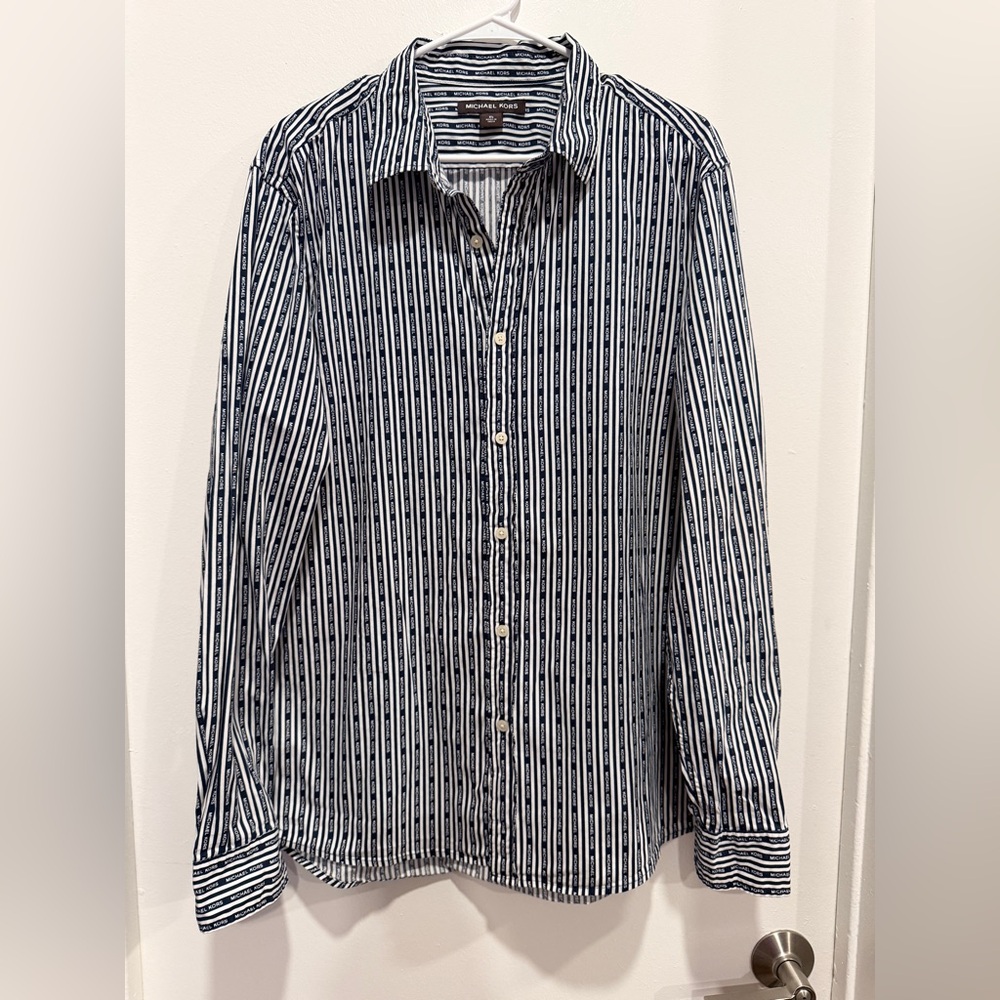 Michael Kors Black and White Striped Shirt